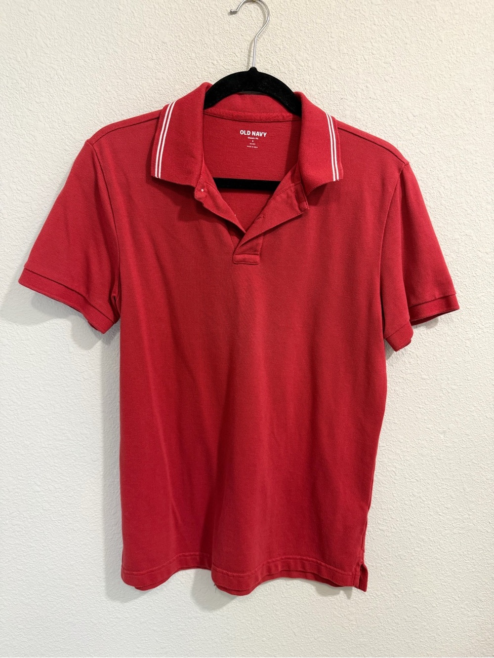 Vintage Old Navy Red Polo with White Collar Stripes - Men's Short Sleeve